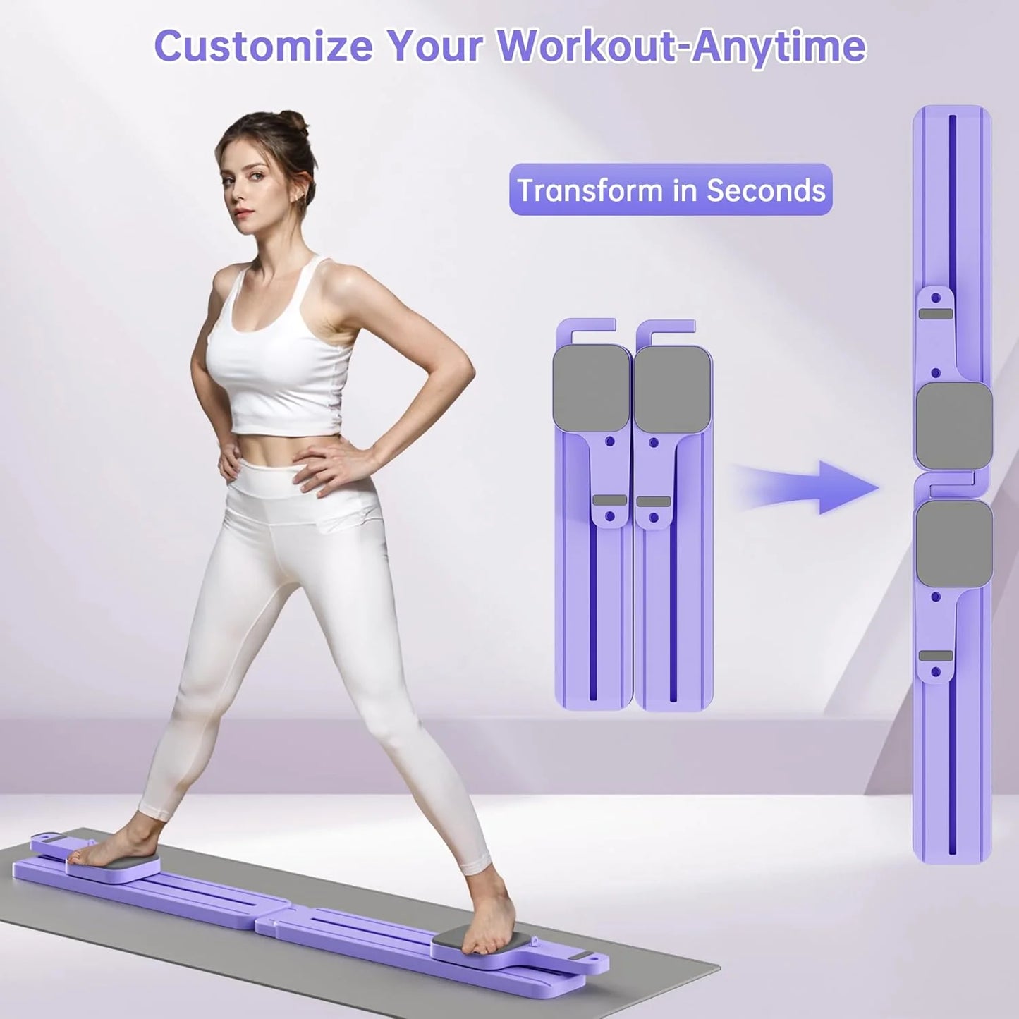 Pilates Board with Resistance Bands, 7-In-1 Foldable Pilates Reformer Set, Pilates Reformer Machine for Home Workout, Core Strengthener, Ab Workout, Glute & Leg Toning