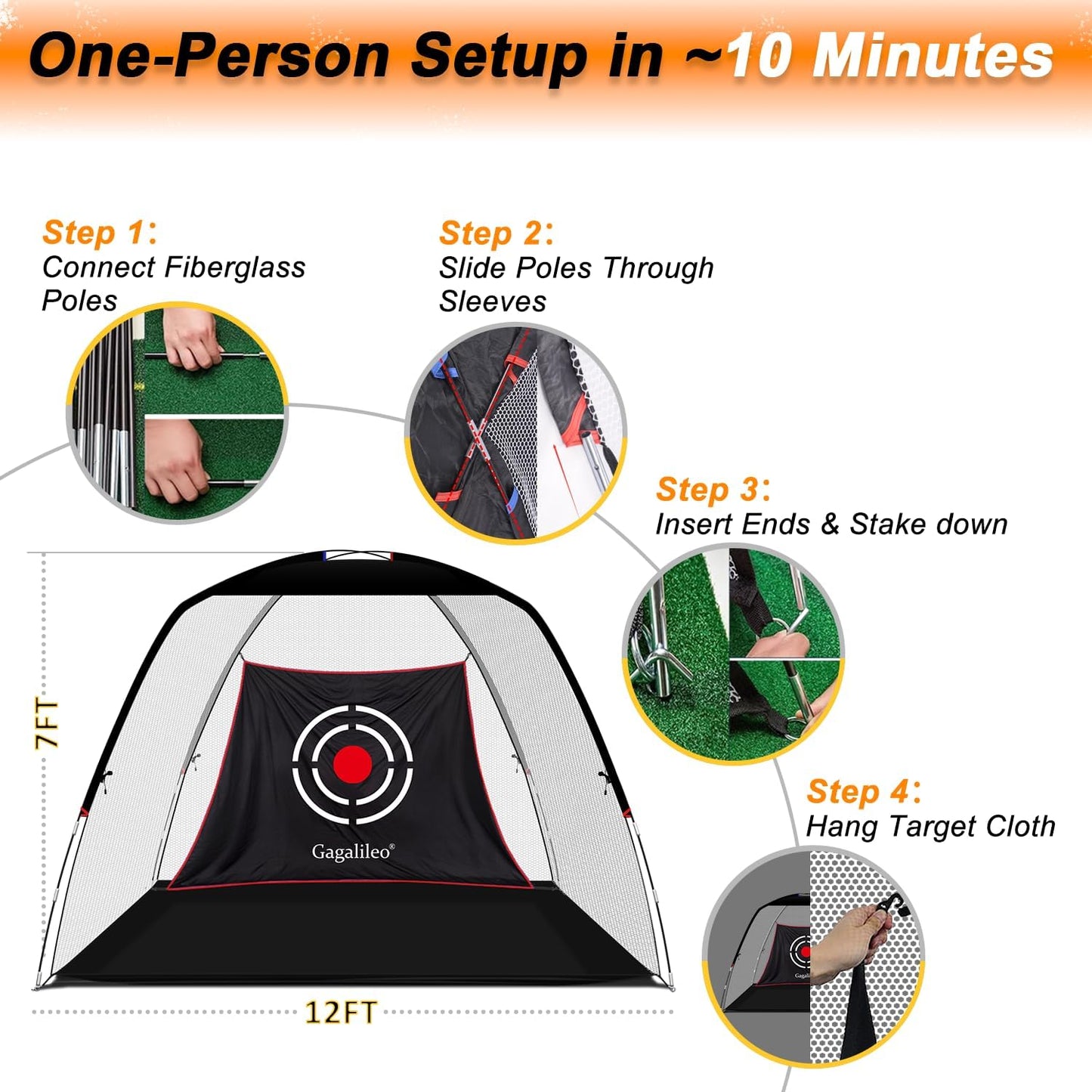 Golf Net: Backyard Driving Real Golf Ball Practice Hitting Training by Turf Mat Target Indoor Outdoor Chipping Swing Gift for Golfers Dad Husband Men