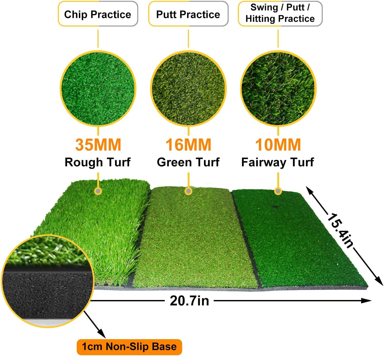 Golf Net: Backyard Driving Real Golf Ball Practice Hitting Training by Turf Mat Target Indoor Outdoor Chipping Swing Gift for Golfers Dad Husband Men