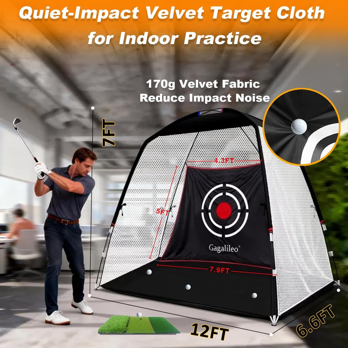 Golf Net: Backyard Driving Real Golf Ball Practice Hitting Training by Turf Mat Target Indoor Outdoor Chipping Swing Gift for Golfers Dad Husband Men